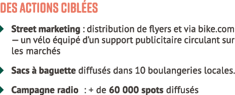 Des actions cibl es � Street marketing : distribution de flyers et via bike.com — un v lo quip  d’un support publici...