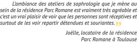 L’ambiance des ateliers de sophrologie que je m ne au sein de la r sidence Parc Romane est vraiment tr s agr able et ...