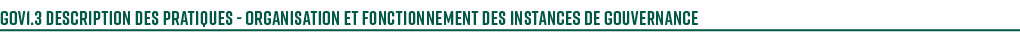 gov1.3 Description des pratiques Organisation et fonctionnement des instances de gouvernance