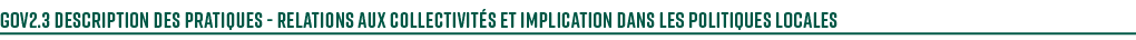 gov2.3 Description des pratiques Relations aux collectivit s et implication dans les politiques locales