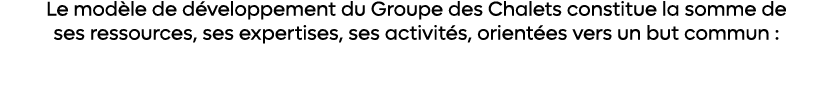 Le mod le de d veloppement du Groupe des Chalets constitue la somme de ses ressources, ses expertises, ses activit s,...